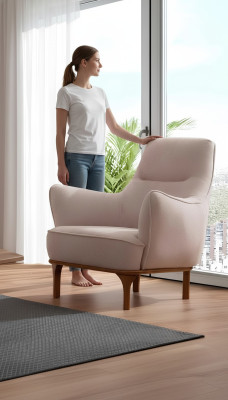 Fauteuil moderne Fauteuil cocktail Fauteuil à ailes Meubles design Meubles en bois beige