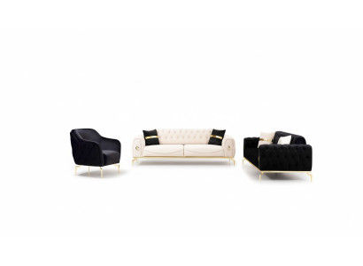Ensemble de canapés Chesterfield élégants en acier inoxydable, canapé fauteuil canapé ensemble