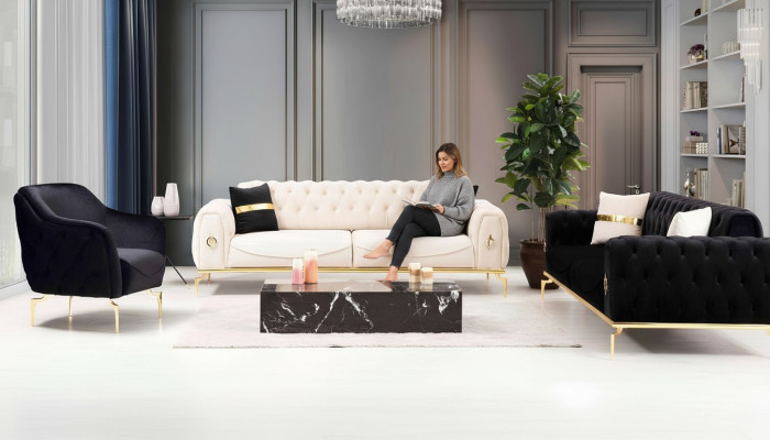 Groupe de sièges Chesterfield ensemble de sièges de luxe Meubles rembourrés fauteuil trois places