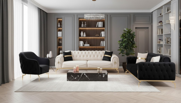 Groupe de sièges Chesterfield ensemble de sièges de luxe Meubles rembourrés fauteuil trois places