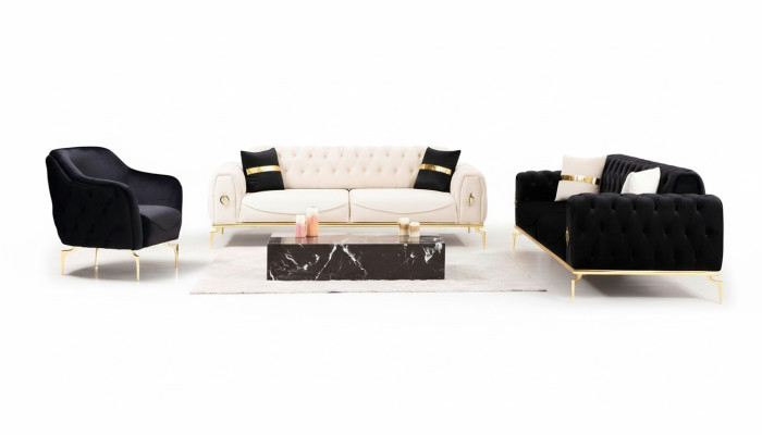 Groupe de sièges Chesterfield ensemble de sièges de luxe Meubles rembourrés fauteuil trois places