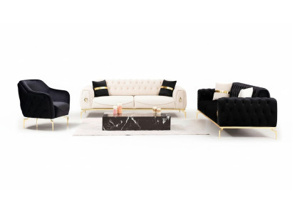 Groupe de sièges Chesterfield ensemble de sièges de luxe Meubles rembourrés fauteuil trois places