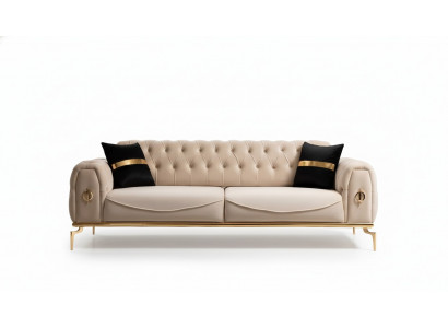 Canapé Chesterfield moderne en tissu trois places meubles en acier inoxydable Canapé.