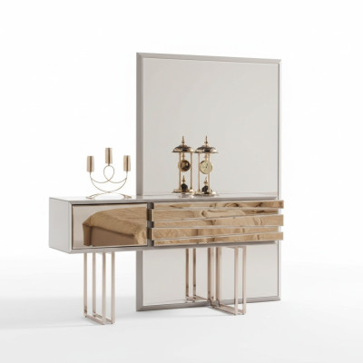 Coiffeuse Table console Coiffeuse Coiffeuse Bois Beige Or