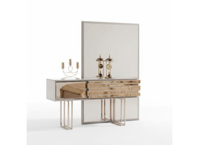 Coiffeuse Table console Coiffeuse Coiffeuse Bois Beige Or