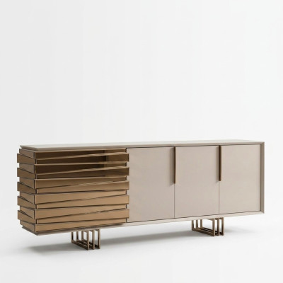Sideboard Commode Armoire en bois Armoire Beige Or Luxe Salon