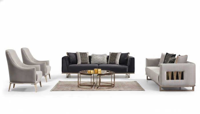 Sofa ensemble ensemble de canapé fauteuil trois places canapé en tissu gris ensemble de canapé 4 pièces
