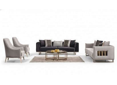 Sofa ensemble ensemble de canapé fauteuil trois places canapé en tissu gris ensemble de canapé 4 pièces