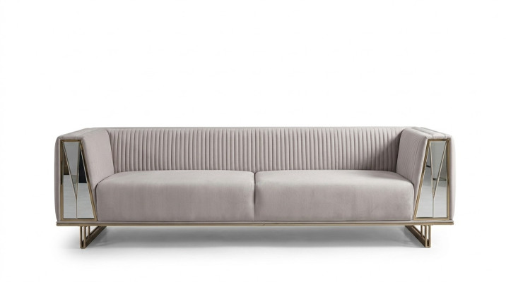 Suite moderne canapé trois places en tissu bleu-gris Ensemble de canapé 2 pièces design