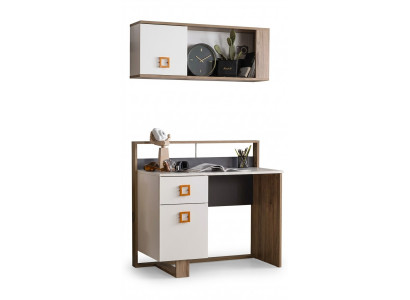 Suite Bureau Chambre d'enfants Ensemble 2 pièces Étagère Ordinateur Bois Blanc