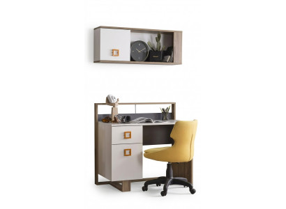 Bureau Chambre Enfants Ensemble 3 pièces Étagère Ordinateur Bois Chaise Jaune neuf