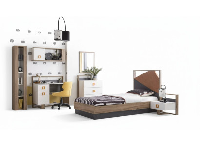 Chambre d'enfants Suite Lit d'enfant Mobilier pour enfants Lit Bois Gris Ensemble 6 pièces