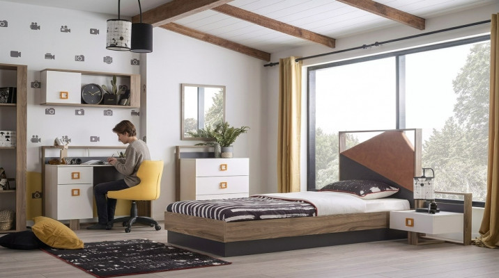 Cadre de lit Lit pour enfants Meubles pour enfants Chambre d'enfant Lit Bois Gris Ensemble 6 pièces