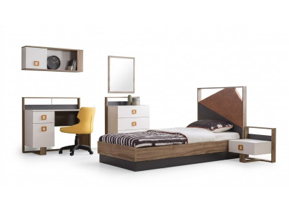 Cadre de lit Lit pour enfants Meubles pour enfants Chambre d'enfant Lit Bois Gris Ensemble 6 pièces