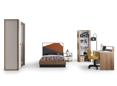 Chambre d'enfants Ensemble Cadre de lit Ensemble de lit Bureau Gris 5 pièces Bois