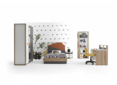 Structure de lit Chambre d'enfant Ensemble Suite Lit Bureau Gris 5 pièces en bois