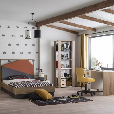 Suite de meubles pour enfants Lit d'enfant Lit de chambre d'enfant bois gris ensemble 4 pièces