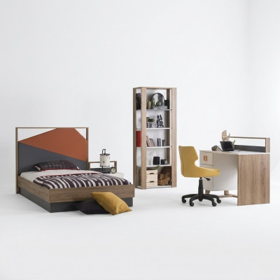 Suite de meubles pour enfants Lit d'enfant Lit de chambre d'enfant bois gris ensemble 4 pièces