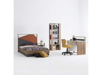Suite de meubles pour enfants Lit d'enfant Lit de chambre d'enfant bois gris ensemble 4 pièces