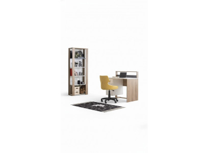 Bibliothèque de bureau pour enfants en bois brun - Ensemble de 3 pièces - Fauteuil