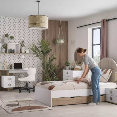 Cadre de lit Lit enfant Mobilier enfant Chambre enfant Lit Bois Blanc Moderne