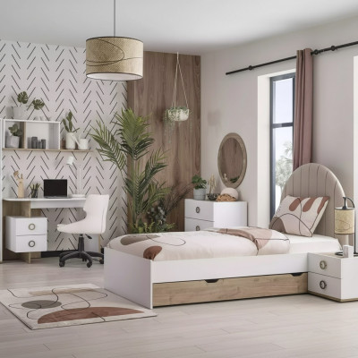 Cadre de lit Lit enfant Mobilier enfant Chambre enfant Lit Bois Blanc Moderne