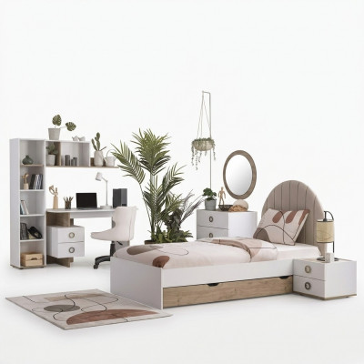 Cadre de lit Lit enfant Mobilier enfant Chambre enfant Lit Bois Blanc Moderne