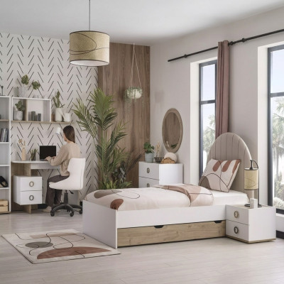 Cadre de lit Lit d'enfant Mobilier pour enfants Chambre d'enfants Lit Bois Blanc Moderne