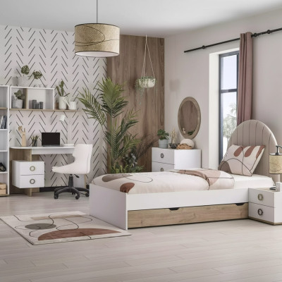 Cadre de lit Lit d'enfant Mobilier pour enfants Chambre d'enfants Lit Bois Blanc Moderne