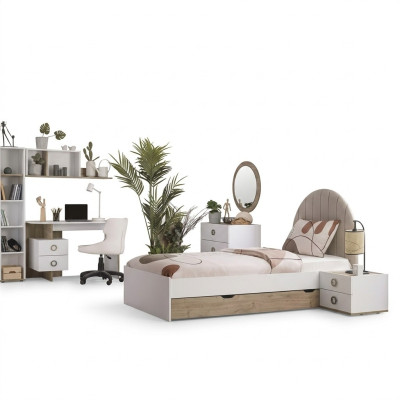 Cadre de lit Lit d'enfant Mobilier pour enfants Chambre d'enfants Lit Bois Blanc Moderne