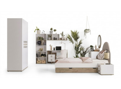 Lit complet pour enfant Mobilier pour enfant Chambre d'enfant Lit Bois Blanc Ensemble de 8 pièces