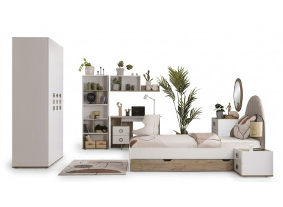 Meubles pour enfants Lit complet pour enfants Chambre d'enfants Lit Bois Blanc Ensemble 8 pièces