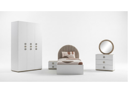 Suite Chambre Enfants Lit Complet Mobilier Enfant Bois Blanc Ensemble 5 pièces