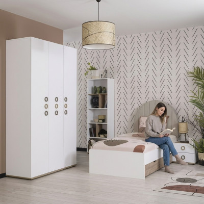 Conception Chambre d'enfants Lit Complet Mobilier Enfant Bois Blanc Ensemble 4 pièces neuf
