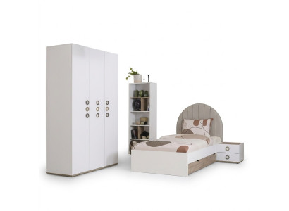Conception Chambre d'enfants Lit Complet Mobilier Enfant Bois Blanc Ensemble 4 pièces neuf