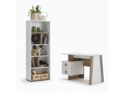 Suite Bureau Chambre Enfants Ensemble 2 pièces Étagère Ordinateur Bois Blanc