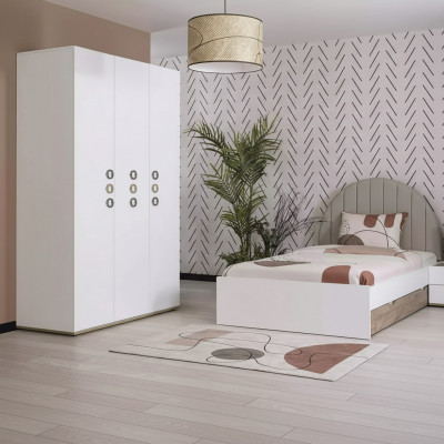 Meubles pour enfants Chambre d'enfants lit de jeunesse ensemble de lits en bois blanc 3 pièces