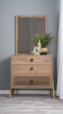 Commode complète avec miroir en bois brun en 2 parties Armoire pour chambre d'enfants