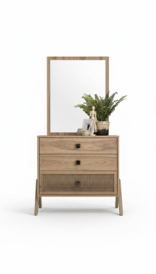Commode complète avec miroir en bois brun en 2 parties Armoire pour chambre d'enfants
