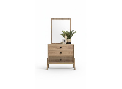 Commode complète avec miroir en bois brun en 2 parties Armoire pour chambre d'enfants