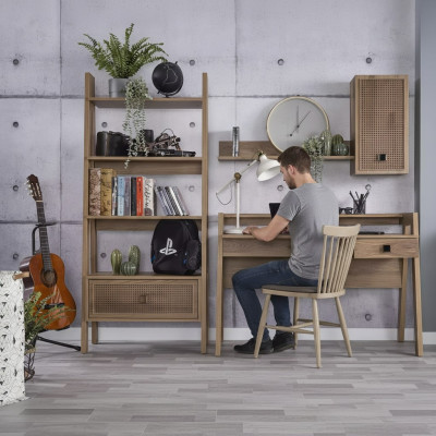 Bibliothèque pour enfants avec bureau en bois, ensemble étagère 3 pièces de couleur marron