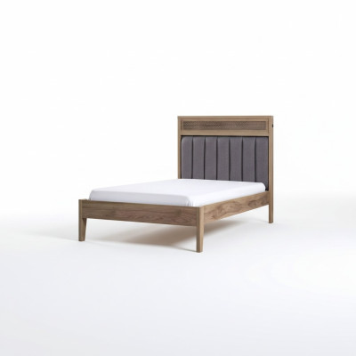Cadre de lit Mobilier enfant Lit en bois brun Lit pour jeune de 100 cm classique