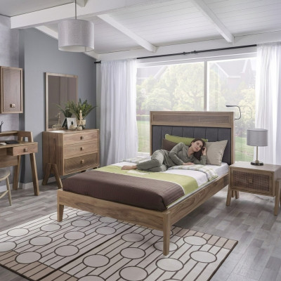 Meubles pour enfants Lit complet Chambre d'enfants Lit Bois Marron Ensemble 4 pièces