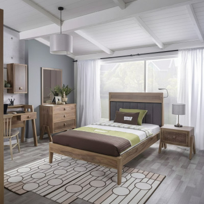 Meubles pour enfants Lit complet Chambre d'enfants Lit Bois Marron Ensemble 4 pièces