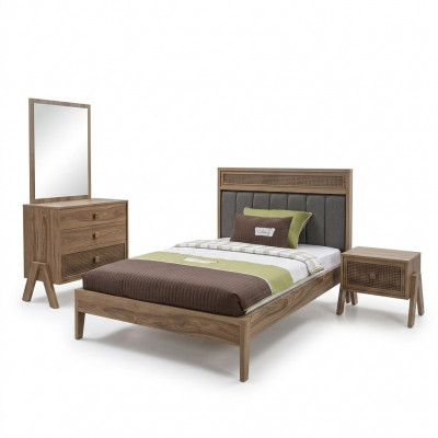 Meubles pour enfants Lit complet Chambre d'enfants Lit Bois Marron Ensemble 4 pièces