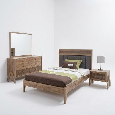 Chambre d'enfants Cadre de lit complet Mobilier pour enfants Lit en bois jeu de 4 pièces