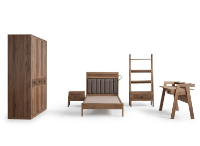 Lit de jeunesse en bois complet avec lit marron 5 pièces