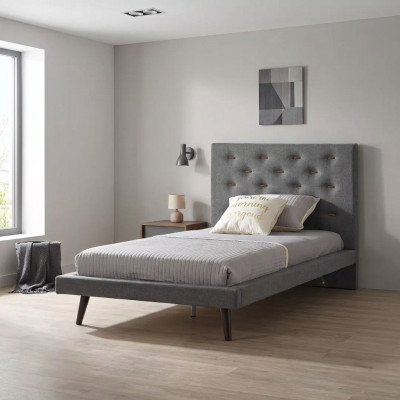 Cadre de lit et cadre de lit Lit 120 cm Lit pour enfants Lit de jeunesse Tissu Gris