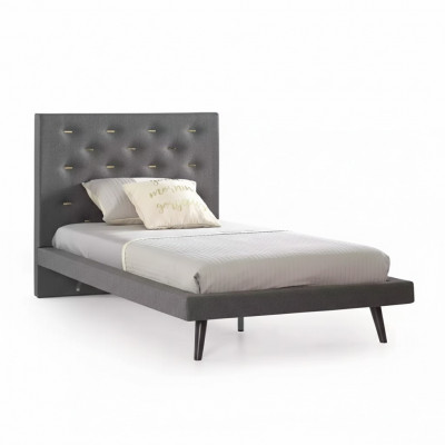 Cadre de lit et cadre de lit Lit 120 cm Lit pour enfants Lit de jeunesse Tissu Gris