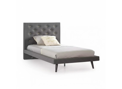 Cadre de lit et cadre de lit Lit 120 cm Lit pour enfants Lit de jeunesse Tissu Gris